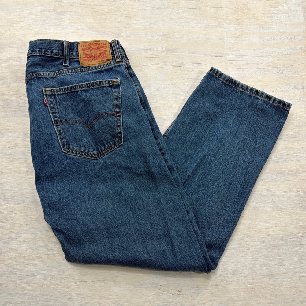 Levi's Jeans 505 Regular Fit Straight Leg Medium Wash Denim Mens W40 L30